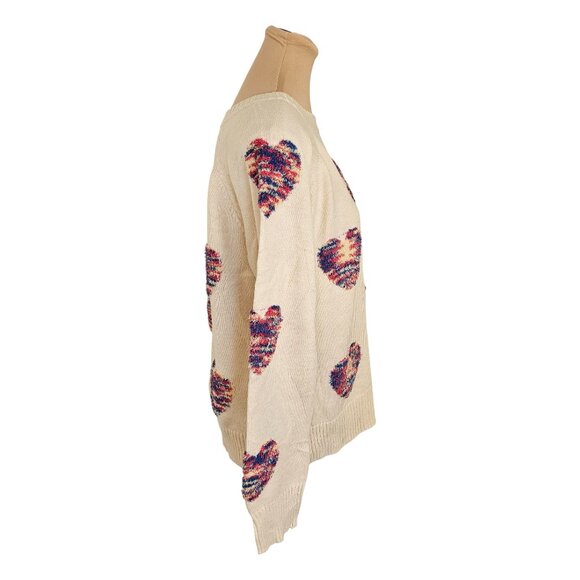 Grace & Lace Colorful Heart Patch Knit Sweater Sz M - Picture 4 of 9
